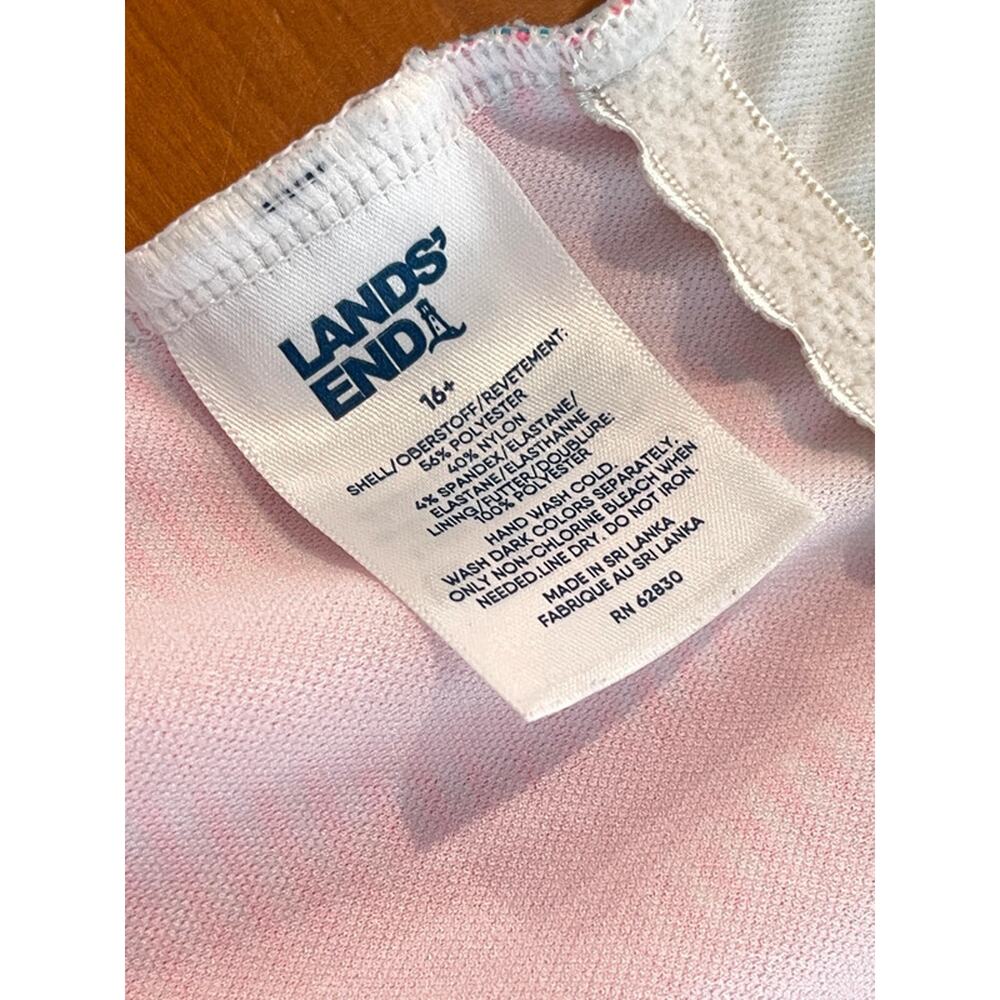 Lands End Girls One Piece Swimsuit Size 16 Colorblock Seersucker Stripe Swimwear - Picture 8 of 10